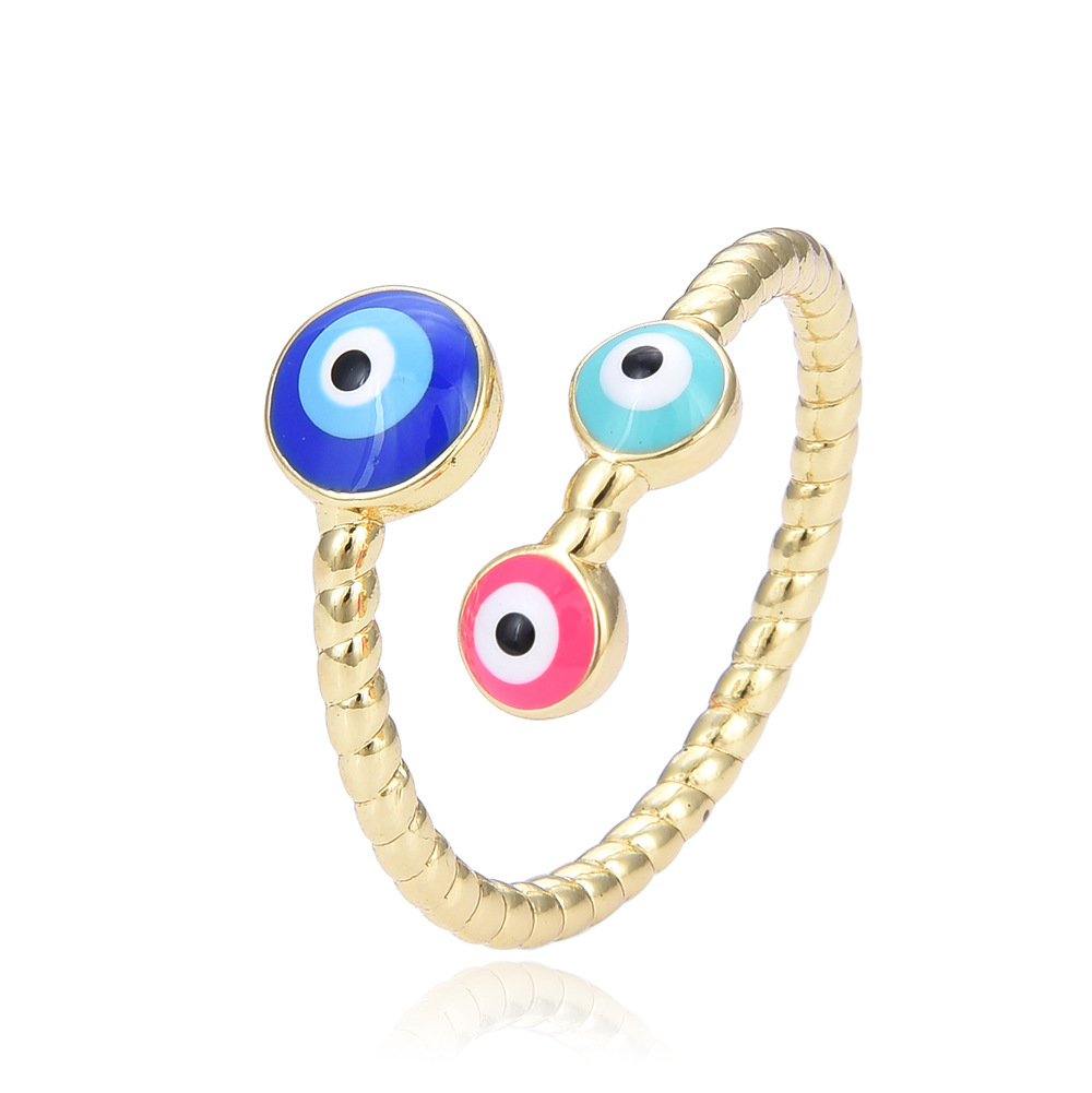 Open Ring Classification Fashion Devil's Eye Copper Enamel Plating Open Ring 1 Piece