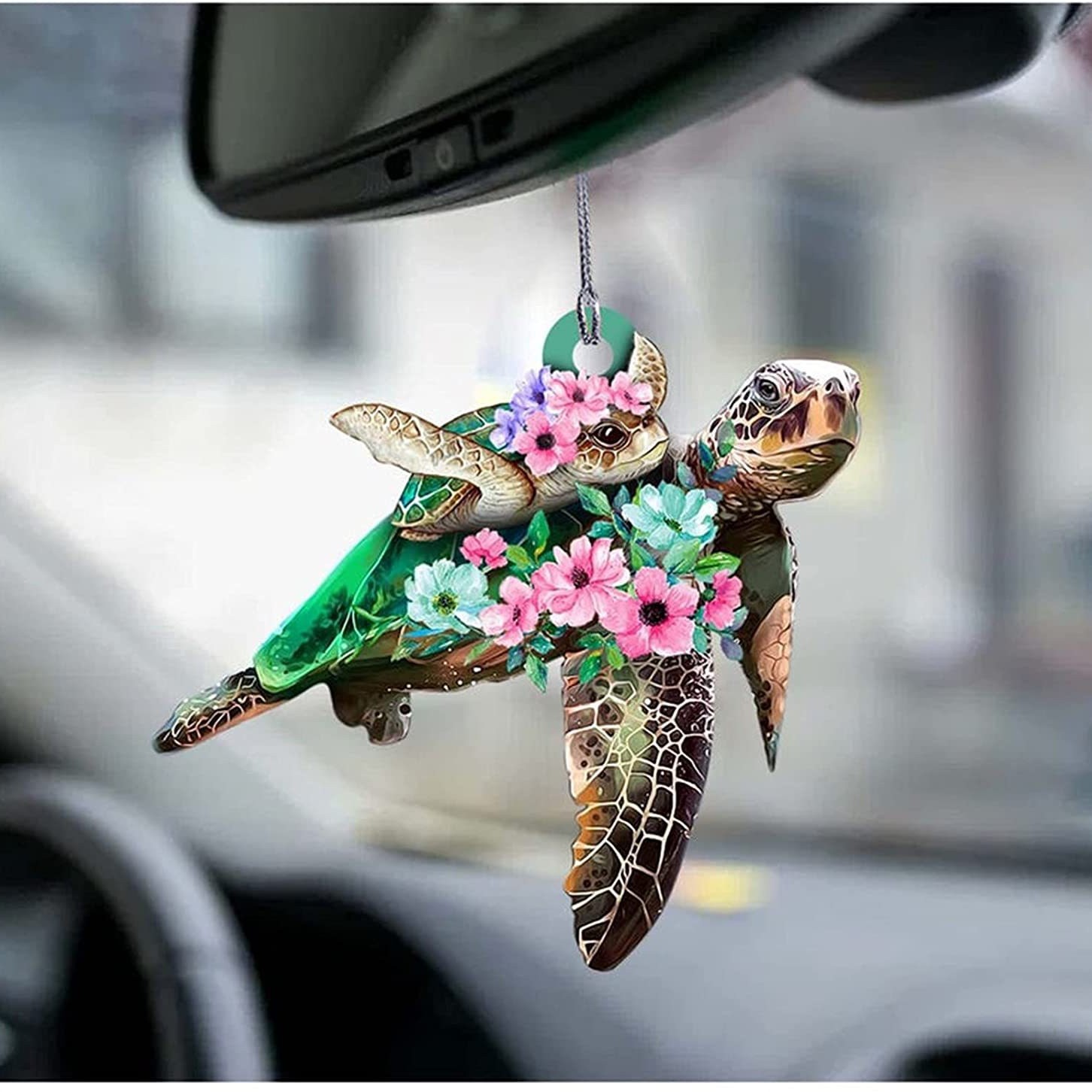 Las últimas ideas transfronterizas, grandes promociones, dibujos animados, tortuga marina, espejo retrovisor de coche, mochila, colgante, decoración artesanal