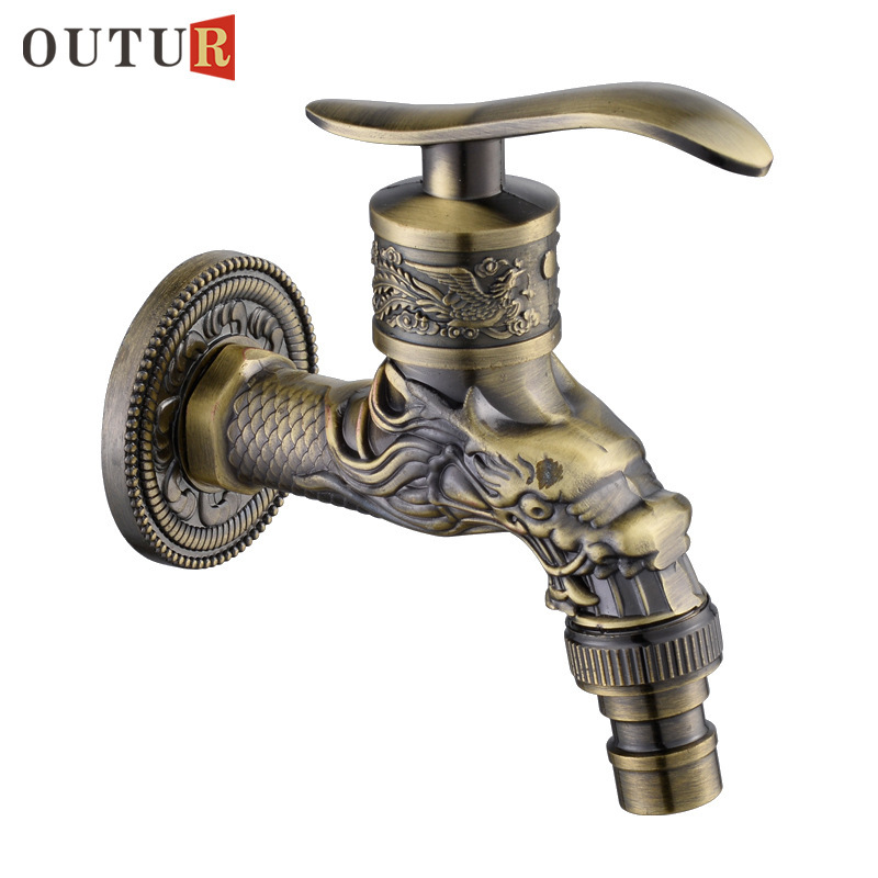 Antique-Style Single Cold Mop Sink Washing Machine Faucet 1/2 Inch Outdoor Balcony Water Tap Hotel Villa Retro Light Luxury