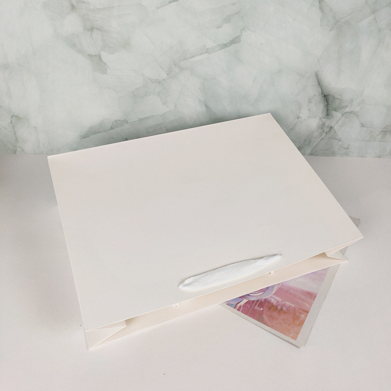 現物卸売り白紙紙純白袋服装店包装袋プレゼント手提げ袋paper tote bag|undefined