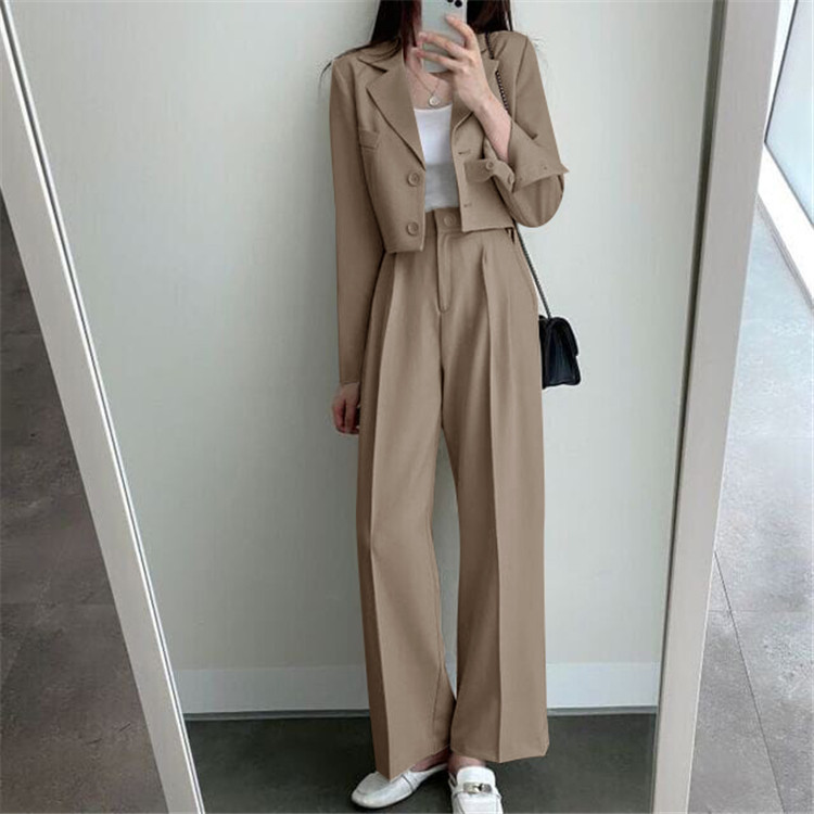 新品2022春夏秋季网红休闲英伦风小西套装女士短款韩版西服上衣详情34
