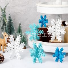 クロスボーダー木製クリスマススノーフレークパーティーデスクトップ装飾 3D スノーフレークテーブルマーク装飾品クリスマス木製工芸品