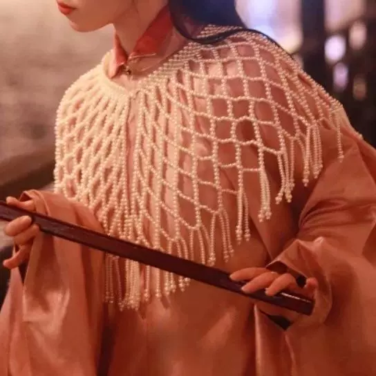 Antique Agate Pearl Chinese Style Shawl Hanfu Ming Style Shawl Dress Cheongsam Shawl Lace Beaded Tassel Cloud Shoulder