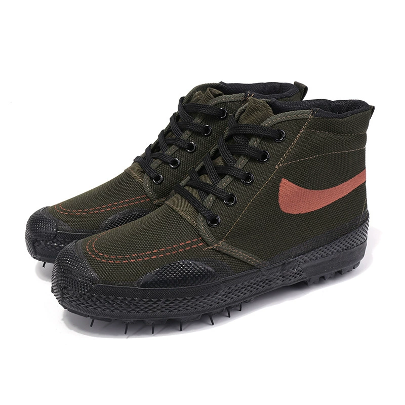 Vulcanized High-Top Work Shoes, Canvas Upper, Rubber Sole, Sizes 34–45