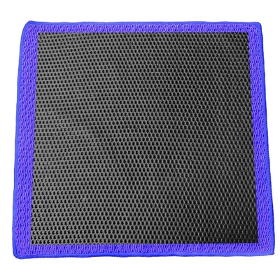 Car cleaning tools, clay gloves - hollowed-out-clay-surface-grid-dot-abrasive-cloth-in-peacock-blue