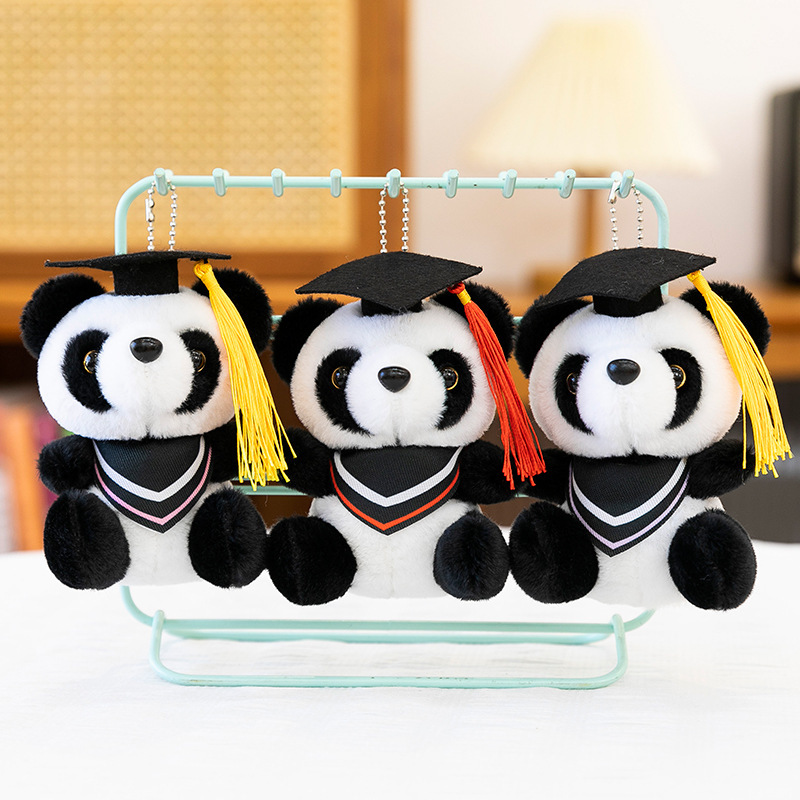 Doctor panda temporada de graduación muñeca de peluche muñeca panda colgante llavero logotipo impreso regalo