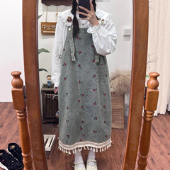 日系女孩头娃娃领花边长袖衬衫秋季别致学院风设计感木耳边上衣女