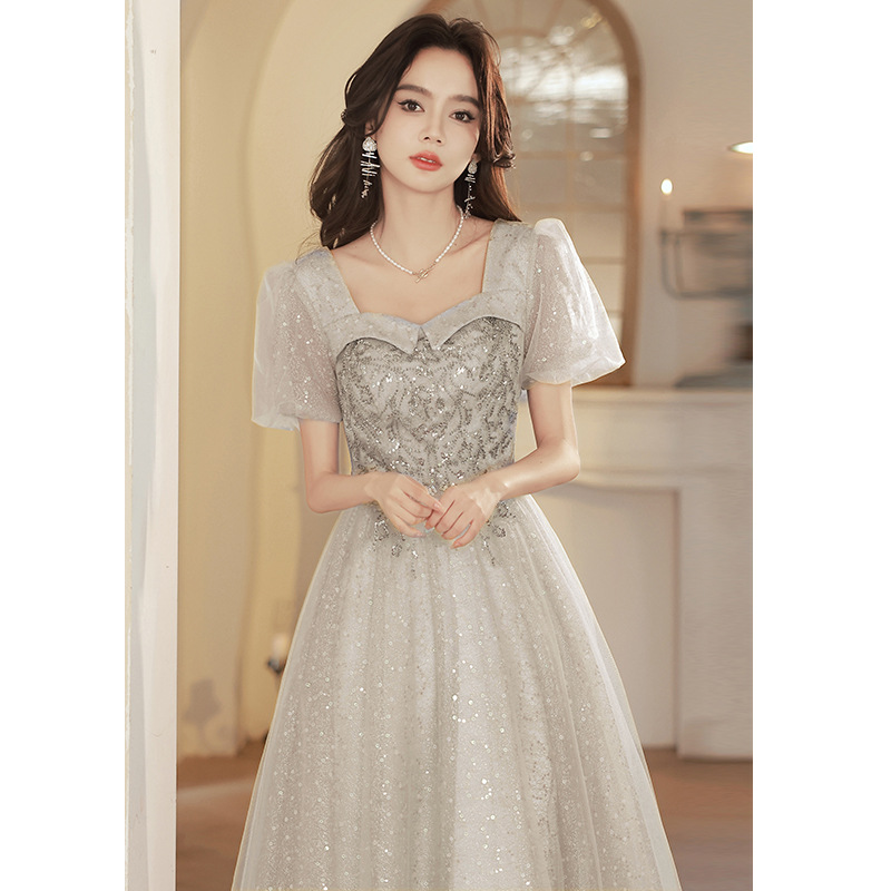Evening Dress 2026 New French Style Banquet Light Luxury Niche High-End Dress Adult Ceremony Host Graduation Dress