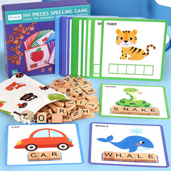 Bulk 100 pieces Wood Alphabet Word Building Game for Young Children Early Education English Word Matching Cognitive Toy