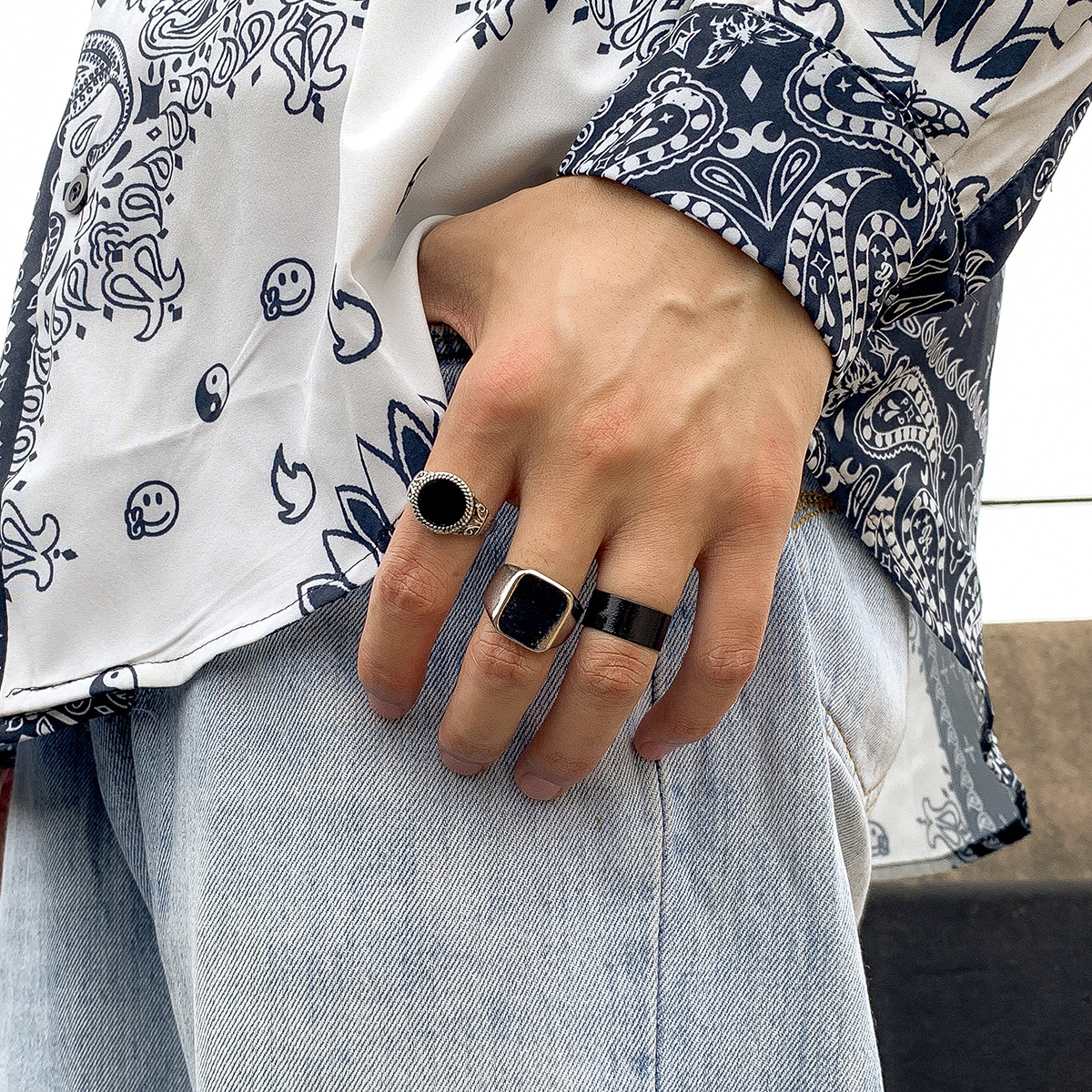 Fashion Geometric Alloy Plating Rings