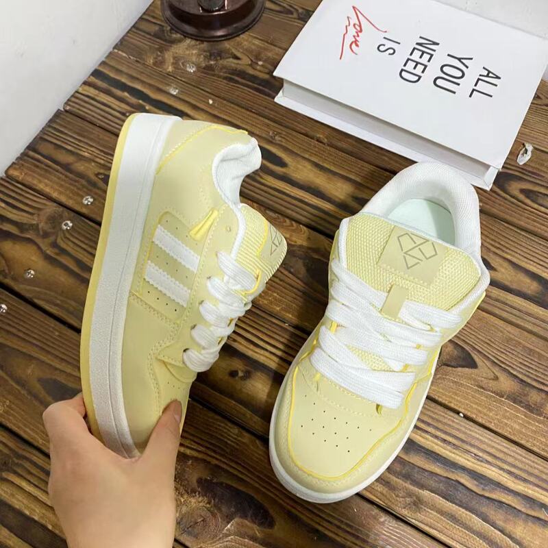 Cream-Colored Women's Sneakers 2025 Spring/Summer New Versatile Campus Style Breathable Casual Shoes with Thick Soles and Height Increase Cream-Colored Women's Sneakers 2025 Spring/Summer New Versatile Campus Style Breathable Casual Shoes with Thick Soles and Height Increase