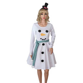 圣诞节节女巫跨境布置白色企鹅服cosplay服装含腰带无帽子公主服