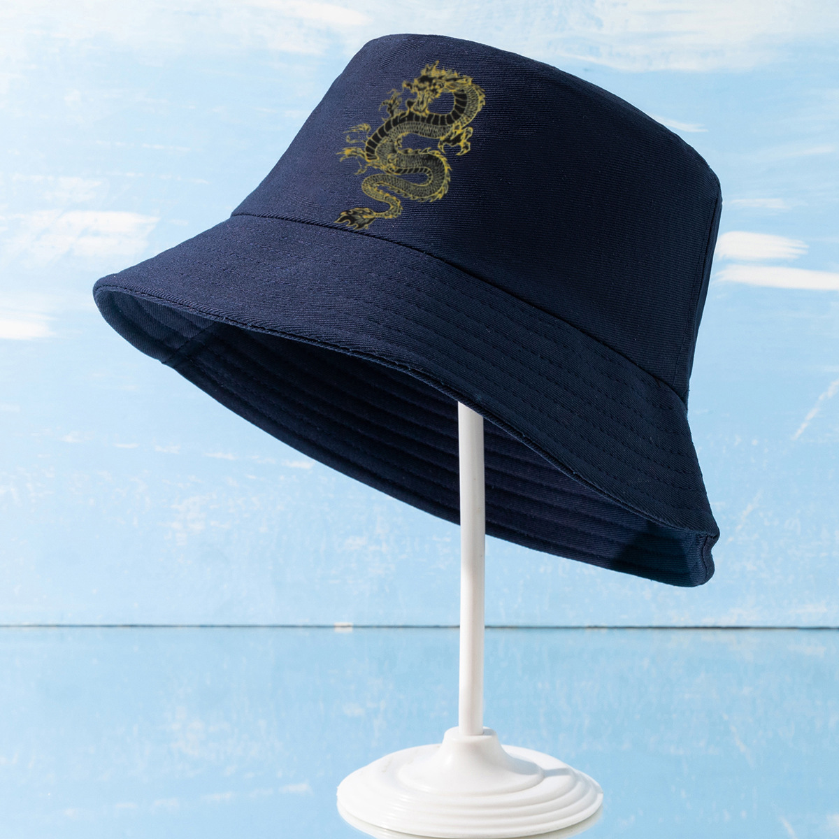 Unisex Simple Style Dragon Sewing Wide Eaves Bucket Hat display picture 9