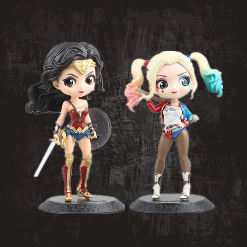 Muñeca de ojos grandes de la versión Q de la Liga de la Justicia Joker Mujer Maravilla muñeca hecha a mano modelo de decoración de pastel