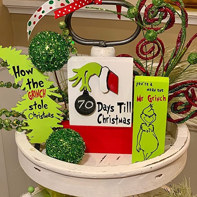 Cross-border New Grinch Christmas Grinch Layered Tray Decoration Christmas Tray Decoration Ornaments