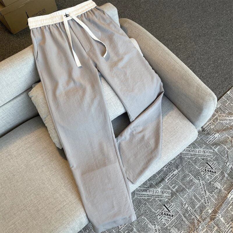 Summer Thin Casual Pants with Light Luxury Embroidery, Designer Style, Comfortable and Breathable, Summer Thin Loose Straight-Leg Pants for Men