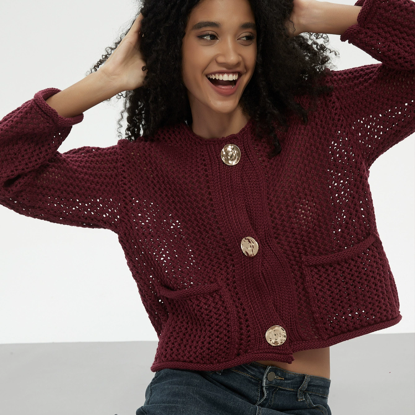 Трансграничная женская одежда оптом европейский и американский стиль повседневный дикий толстый вязаный кардиган осень новый сплошной свитер куртка для женщин