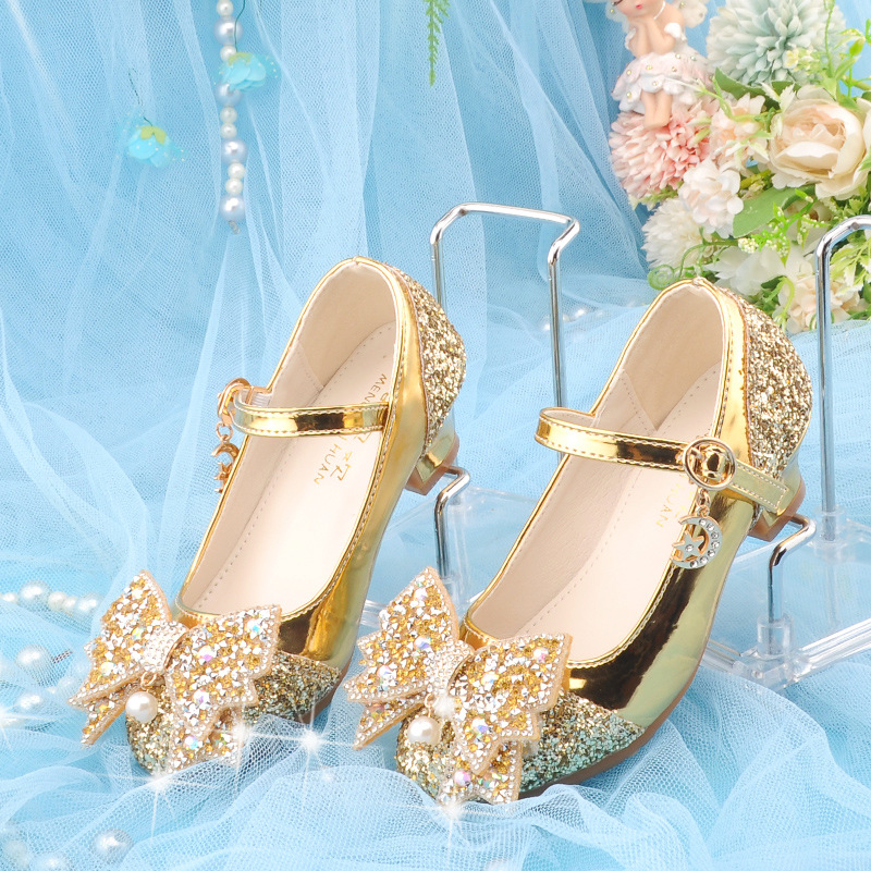 Zapatos de Tacón con Lentejuelas para Niña, Suela TPR y PU, para Danza y Presentaciones