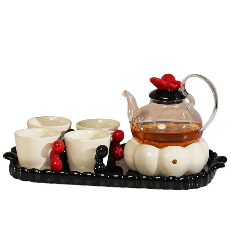 Ceramic flavored tea, teapot, tea cup, set, fruit tea, afternoon tea, candle