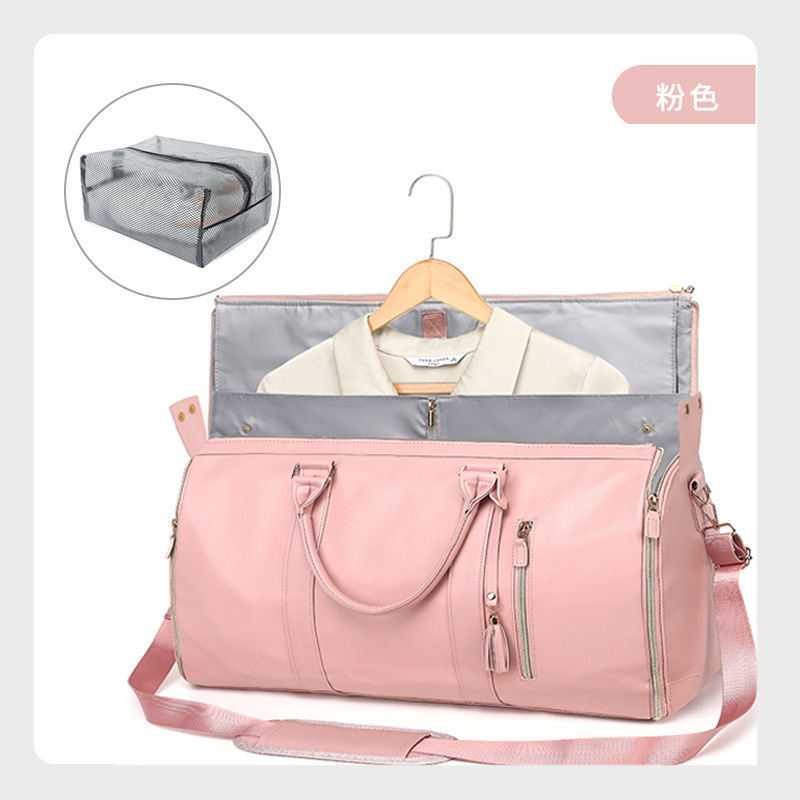Nueva bolsa de viaje de traje plegable transfronteriza para mujer bolsa de almacenamiento multifuncional bolsa de equipaje portátil de gran capacidad grande de PU