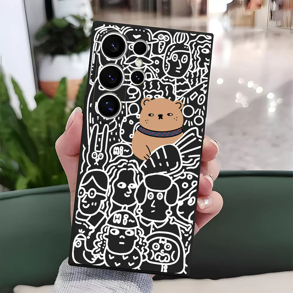亚马逊爆款三星S25硅胶手机壳卡通S24plus可爱小熊保护套Galaxy22