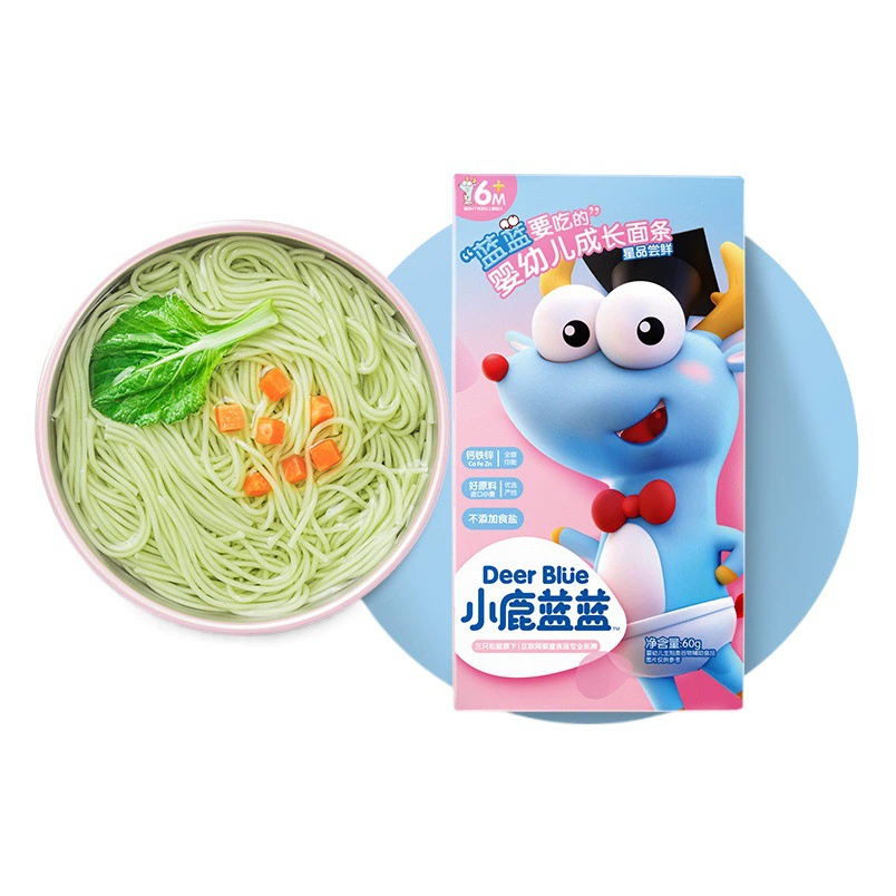 Официально лицензированные продукты Xiaolu Lanlan: свежеприготовленные детские рисовые лепешки 21 г, рыбные палочки из трески 70 г, воздушные палочки 21 г, лапша 60 г.