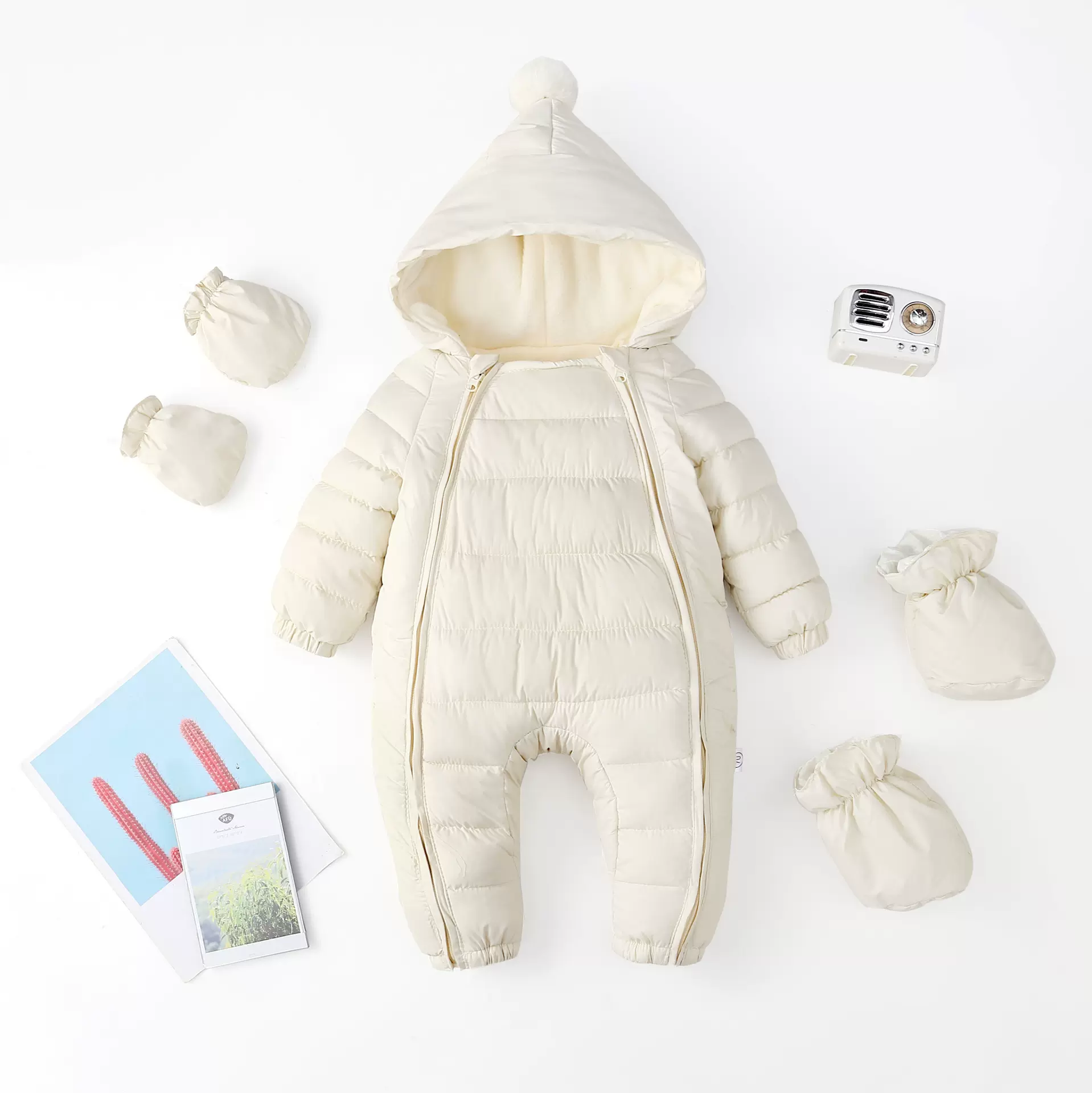 新生婴幼儿衣服冬季爬服宝宝加厚羽绒棉连体哈衣男女童外出保暖抱