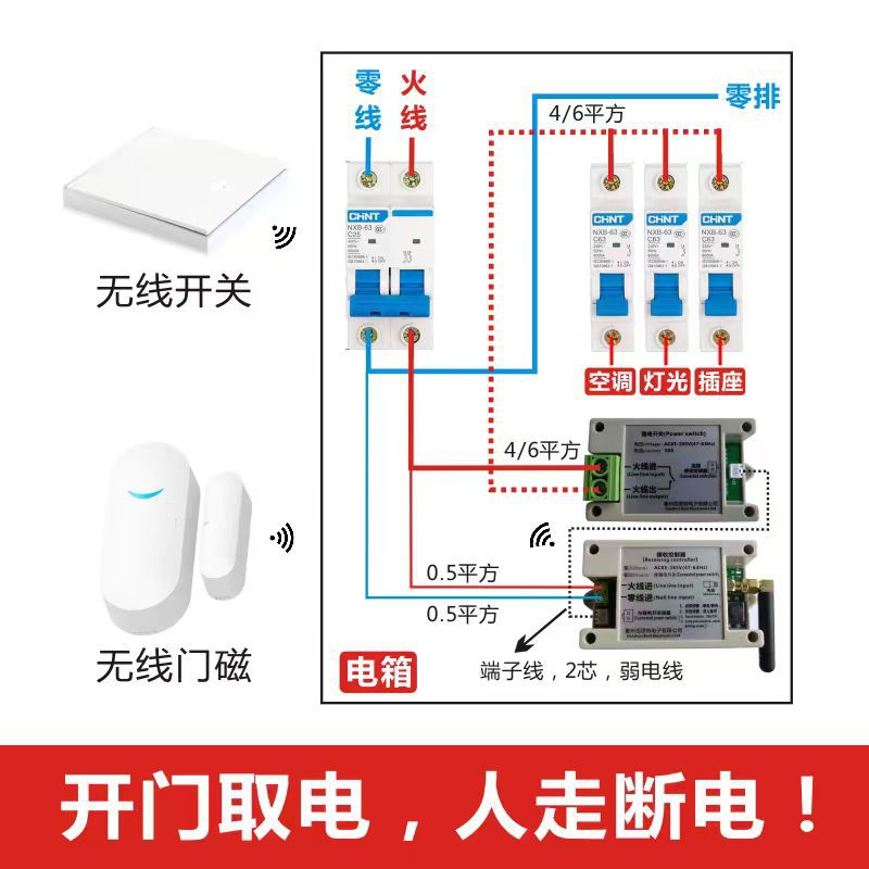 无线门磁取电开关不用布线无线开关免插卡酒店公寓宾馆民宿