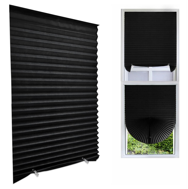 Cordless Blackout Pleated Fabric Sun Shade Blinds Darkening Temporary Light Filtering Pleated Paper Sunshade Easy to Install Cordless Blackout Pleated Fabric Sun Shade Blinds Darkening Temporary Light Filtering Pleated Paper Sunshade Easy to Install