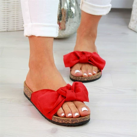 Summer sandals with bow, slippers platform, beach footwear, plus size, European style