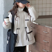 女童连帽工装外套夹棉加厚秋冬款中大儿童时尚三合一冲锋衣两件套