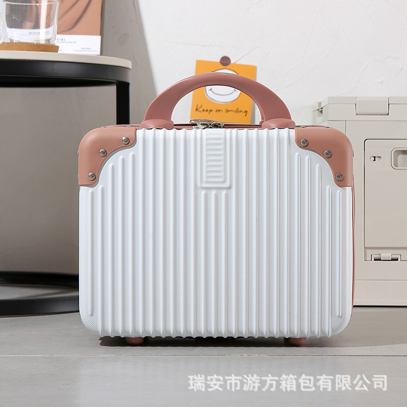 Portátil de equipaje de las mujeres pequeño ligero de 16 pulgadas mini lindo de 14 pulgadas caja de maquillaje contraseña bolsa de almacenamiento de viaje