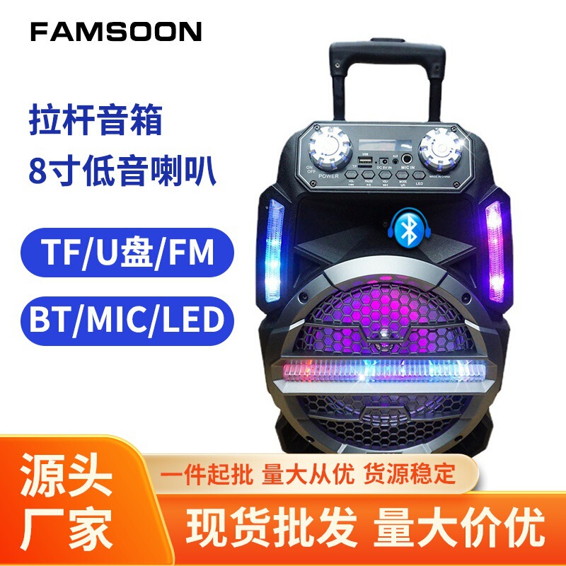 Factory wholesale 8 inch Bluetooth audio outdoor mobile Rod speaker square dance amplifier player with microphone
