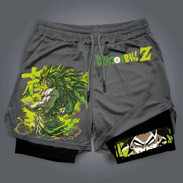 Dragon Ball Men's Double Layer 2-in-1 Shorts Japanese Anime 2026 Summer Quick-Dry Fake Double Layer Sports Shorts Y2K