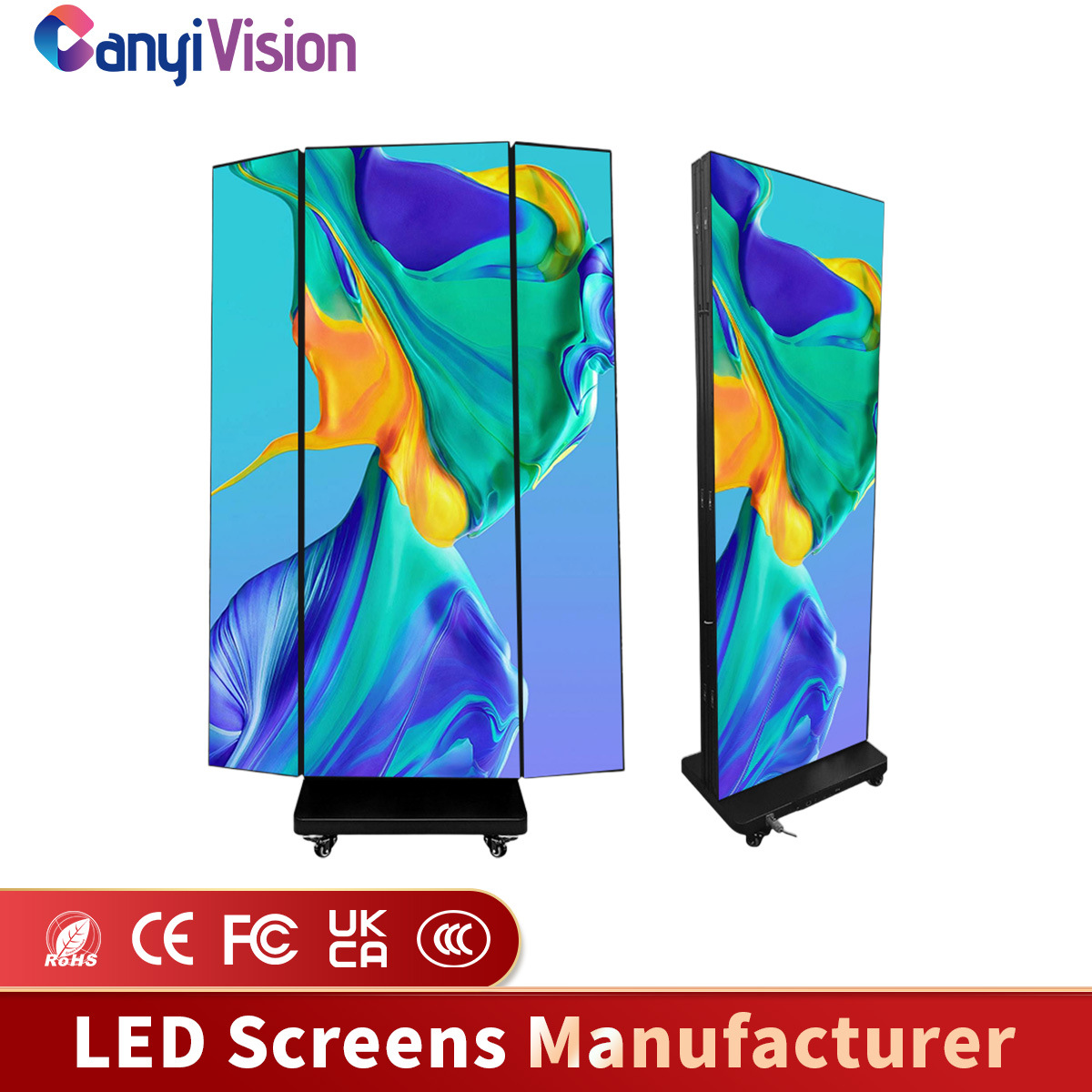 三折叠led海报屏落地双面可移动显示屏P2.5室内立式展会广告屏