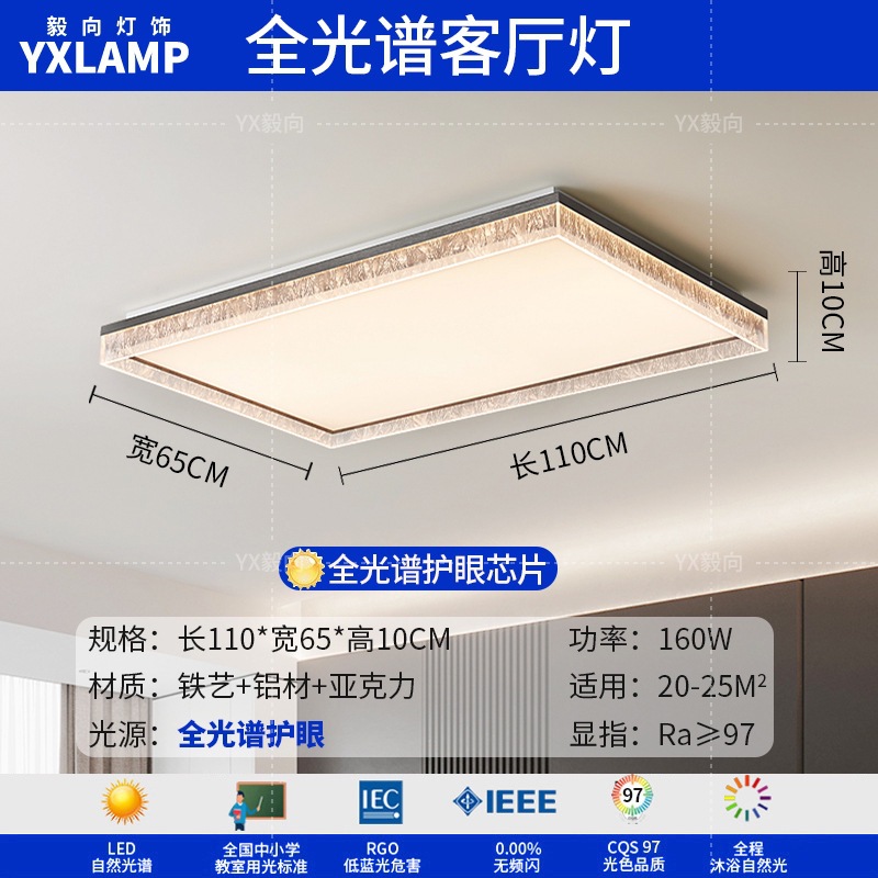 Italiano minimalista luces de sala de estar de alto nivel rectangular atmósfera doméstica diseñador de hielo grietas pasillo dormitorio luz de techo