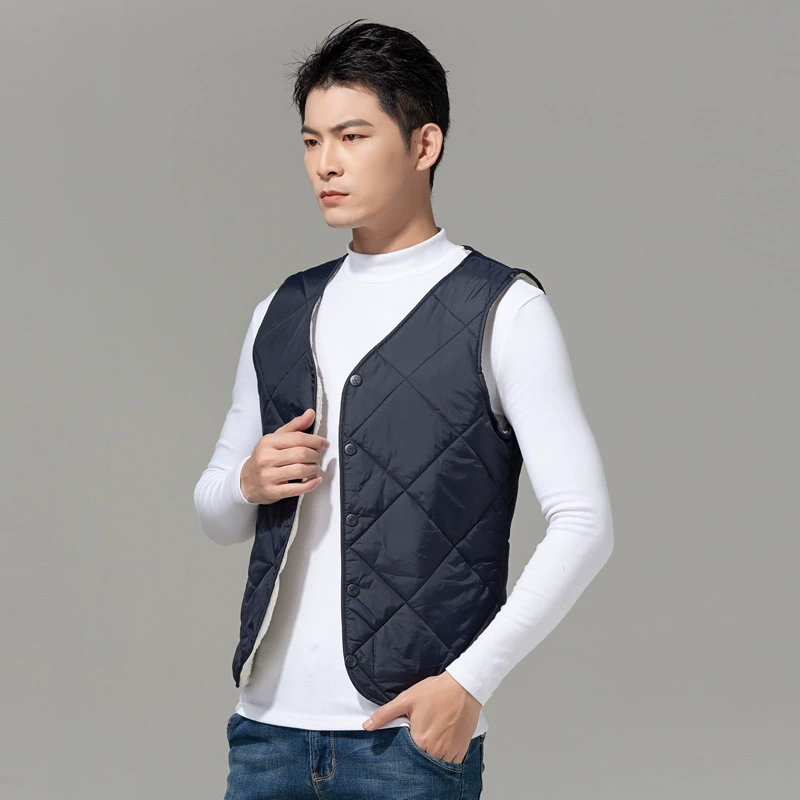 Demi-season warm vest with down, down jacket, plus size, for middle age