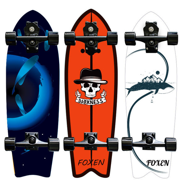 FOXEN Surfskate land surfboard manufacturer brushing street fish…