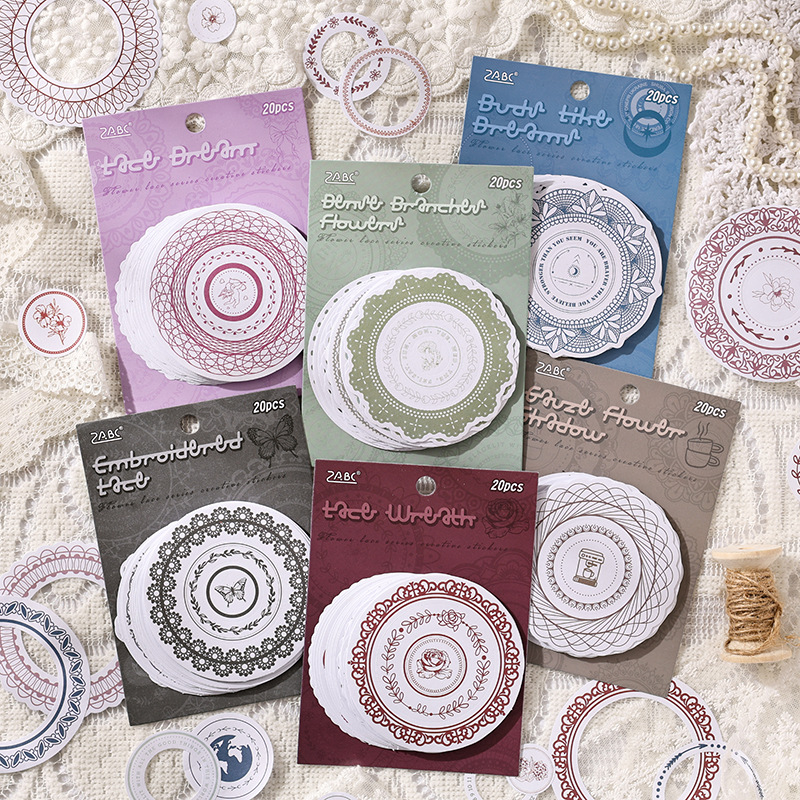 Flower Language Lace Series Paquete de pegatinas troqueladas de borde de encaje retro Libro de manos de bricolaje Fondo decorativo Material de fondo