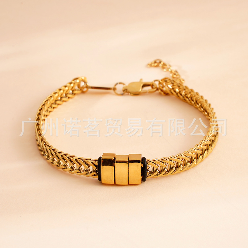 Cross-Border New Product Personalized Fashion Simple DIY Engraving Bracelet Stainless Steel Laser Engraving Bracelet Father's Day Retro