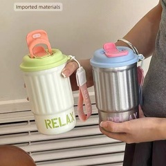 フレッシュでシンプルな女性のコーヒーカップファッション真空携帯保温カップの美しいギフトカップステンレスカップ