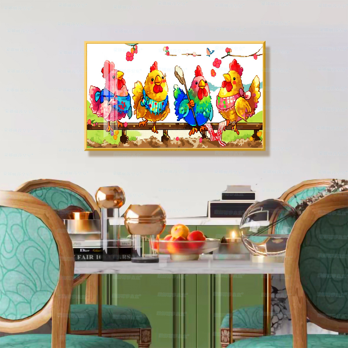 Mona Lisa Royal Cross-Thered Suéter nuevo minimalista para la decoración de la sala de estar bordado a mano