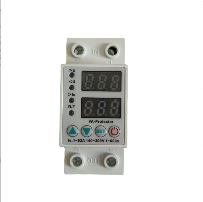 Самодуплексный Регулируемый волновой протектор для плавания Светодиодный двойной дисплей 63A 220V Цифровой дисплей Защита от перенапряжения по току