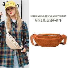 韩版新款休闲条绒斜挎胸包百搭潮流运动单肩小包小众设计腰包女