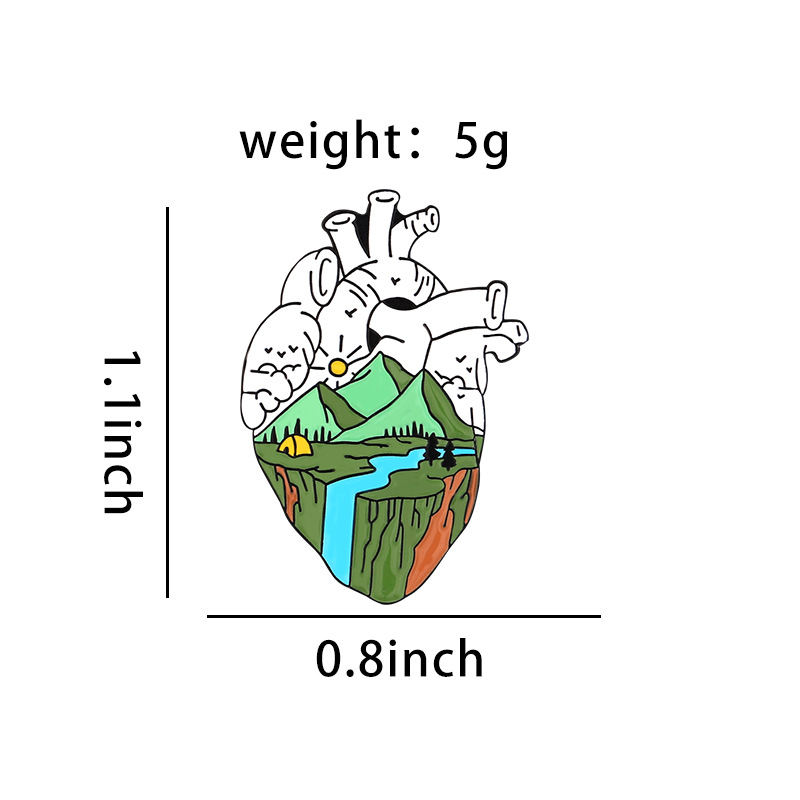 Artistic Pin Heart Landscape Alloy Plating Unisex Brooches display picture 1