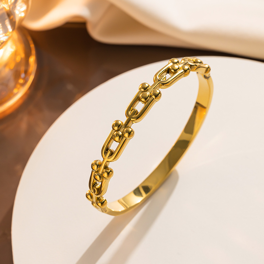 Schmuck & Zubehör Minimalistisches U-förmiges Hufeisenschnallenarmband Heißer Verkauf Vakuumofen Galvanik glattes Edelstahlarmband_voghion.com