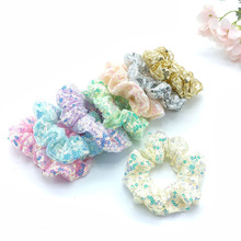 新款跨境外贸欧美爆品鱼鳞亮片发圈亚马逊热销幻彩大肠圈批发护发