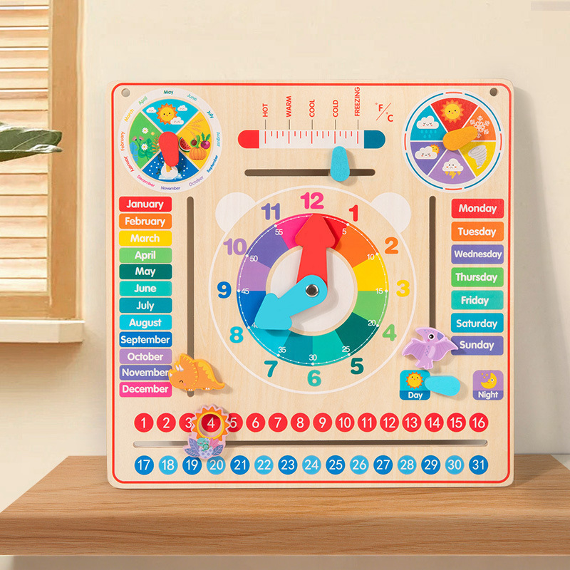 Calendar Clock Puzzle Board Children's Learning Time Clock Cognition Multifunctional Teaching Aids Kindergarten Early Education Toys Calendar Clock Puzzle Board Children's Learning Time Clock Cognition Multifunctional Teaching Aids Kindergarten Early Education Toys