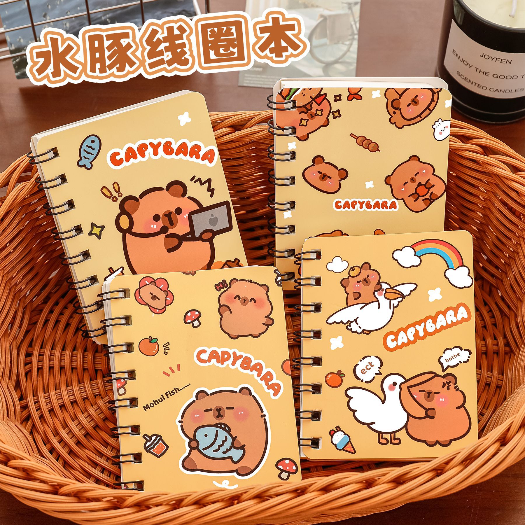 Cute Capybara Side-Flip Spiral Notebook for Students, High-Value A7 Pocket Notebook, Capybara Notepad