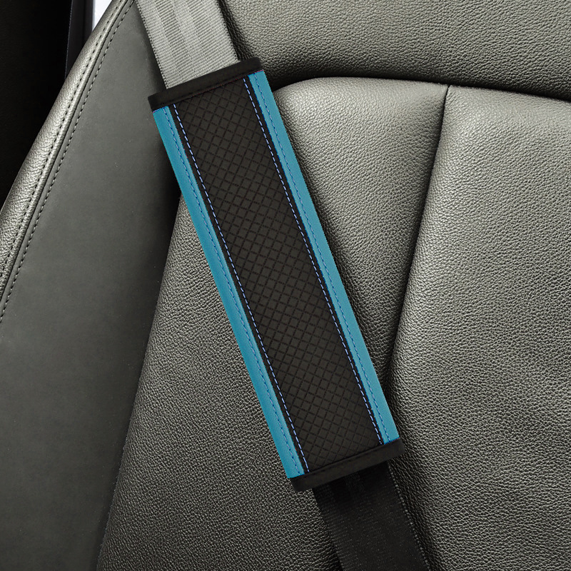 Seat belt shoulder pad – Qìchē Fiber Leather - ddjy-rhombus-shoulder-pad-single-black-dark-green-color-24cm